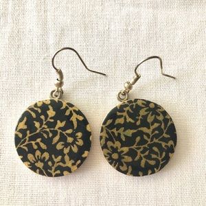 Vintage bohemian wood circle earrings
